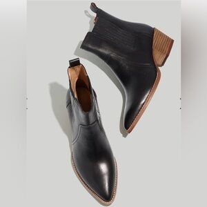 Madewell The Western ankle boot in leather, black size 9.5 NG671
